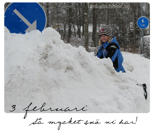 berg av snö 3 februari